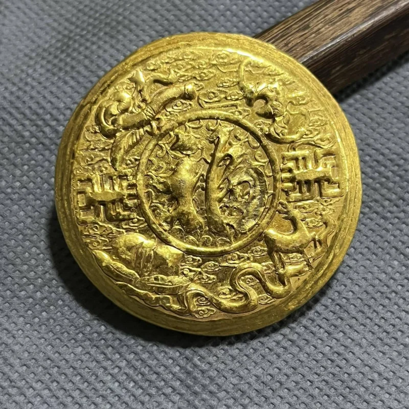 Antique Qing Dynasty Kangxi Year Imperial Gift Gold Ingot Gold Cake Pure Gold Fu Character Gold Cake Film Decoration Craft Colle