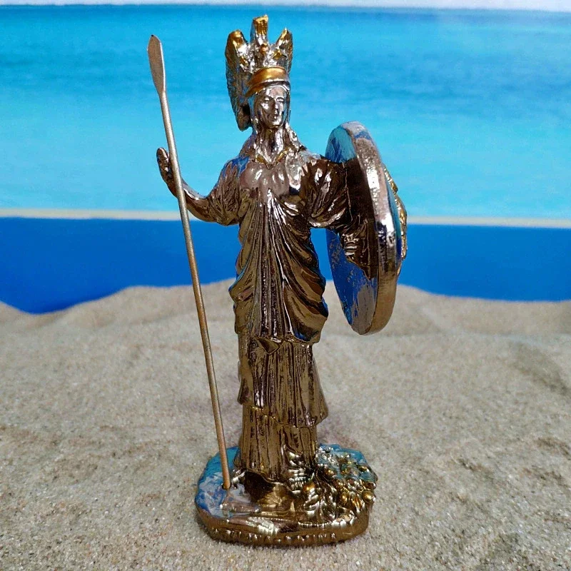الآلهة اليونانية القديمة أثينا تمثال راتينج غرفة المنزل الأوروبي الديكور آلهة الحرب والحرف اليدوية والسبب العملي هدية مزخرفة #5