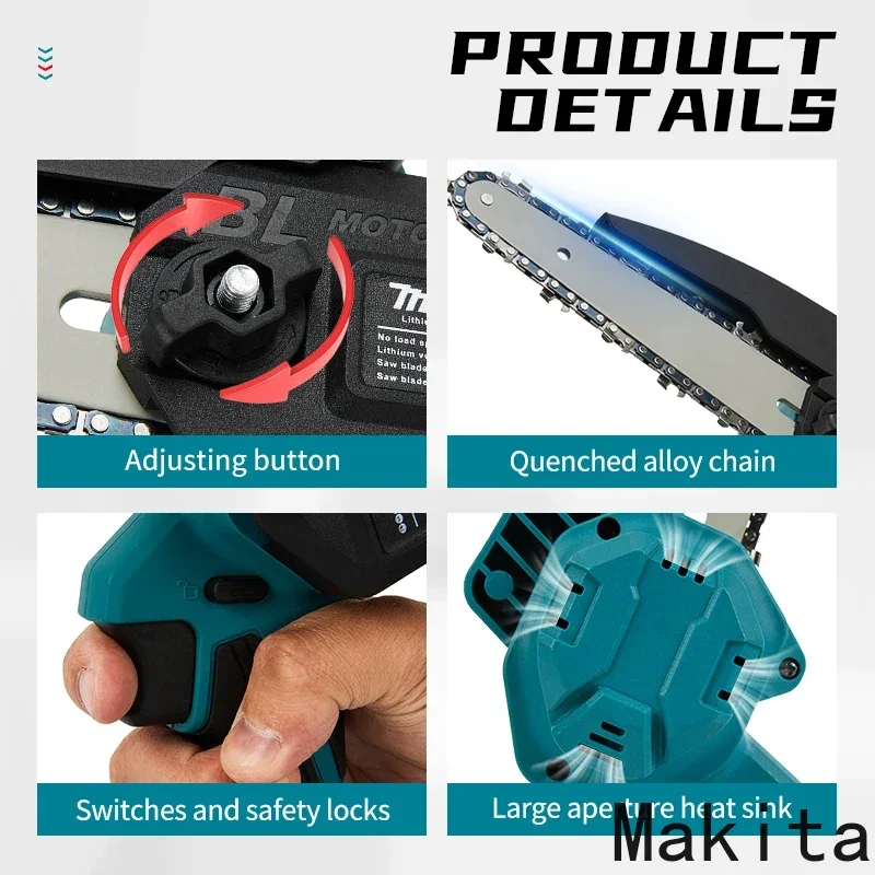 

MAKITA Япония электрическая бензопила Makita UC100 перезаряжаемая обрезка ветвей 4-дюймовая деревянная мастерская DIY с литиевым электрическим loggi 12 В