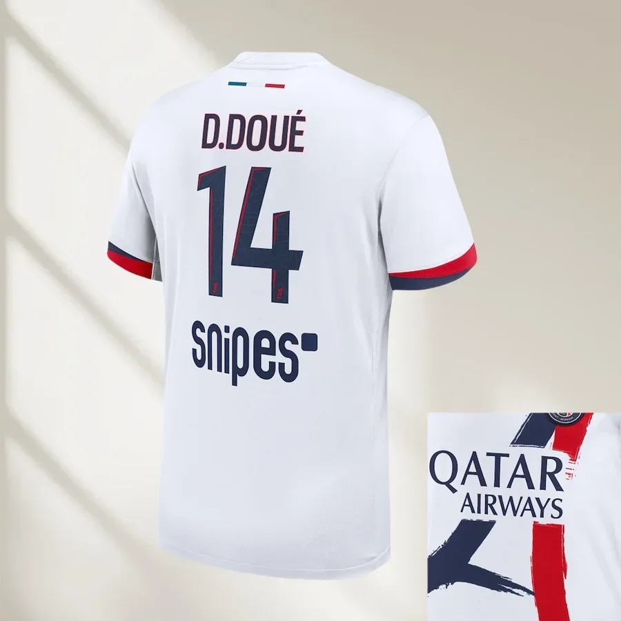 2025 قميص كرة القدم الرجال النساء الاطفال الملابس Psg المنزل جيرسي تنفس سريعة الجافة امتصاص العرق مطاطا تي شيرت