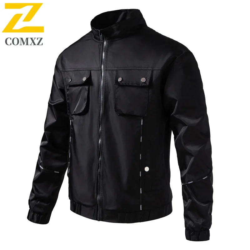 

Мужская куртка 2025, новая модная классическая удобная дышащая мужская куртка с круглым вырезом, уличная повседневная универсальная мотоциклетная куртка