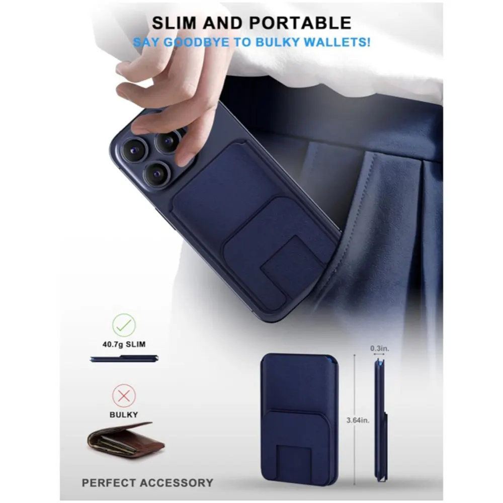 Strong Magnetic Leather Wallet Holder For iPhone 16/15/14/13 Pro, With Hidden Secure Card Pocket