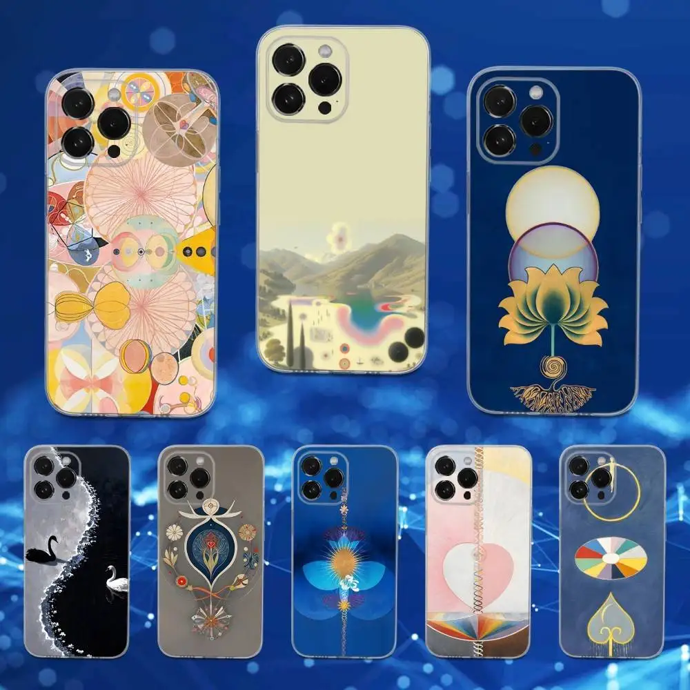 

Art H-Hilma AF K-Klint Case For iPhone 16,15,17,14,13,12,11 Pro,Max,Plus,X,XS,XR,SE,Mini Transparent Soft Cover