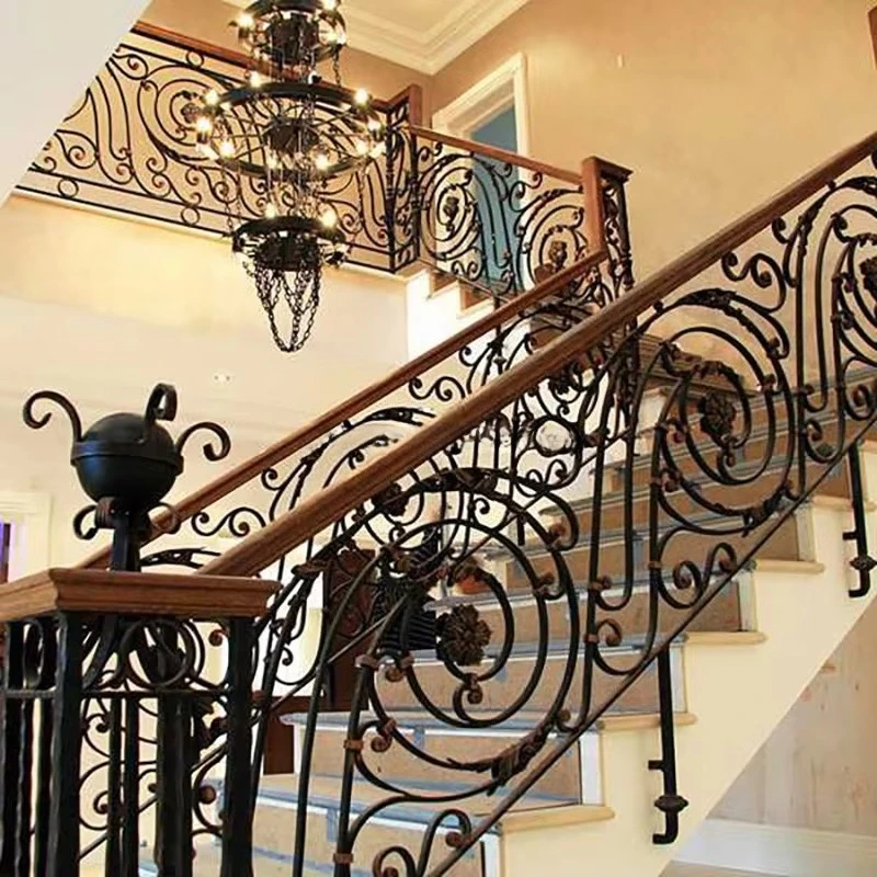 cj-Modern Style Interior Exterior Balcony Cable Railings Wrought Iron Balusters Handrails for Stairs Made of Iron@