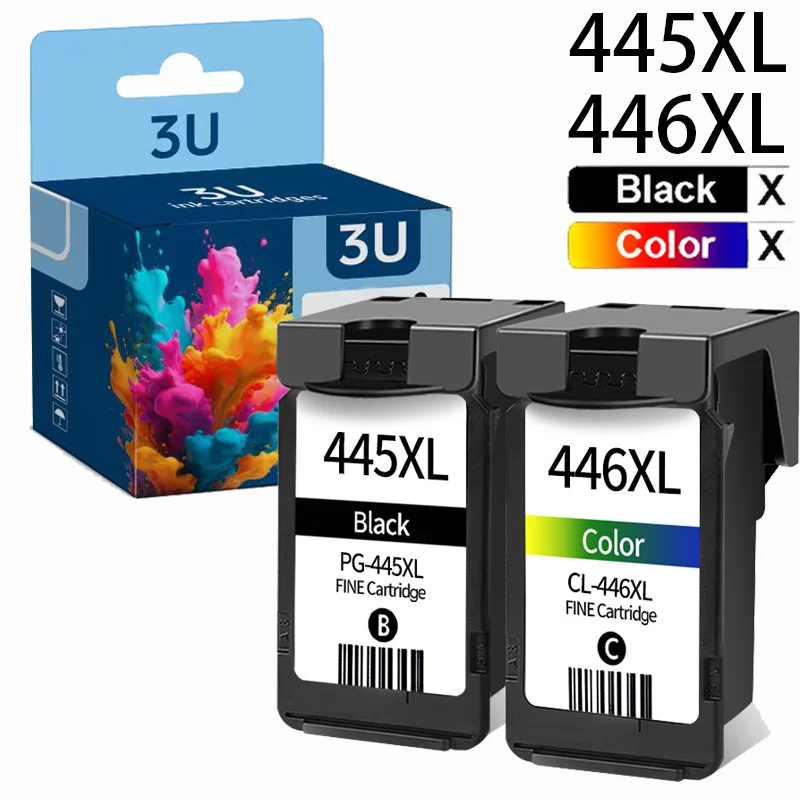 

3U PG445XL CL-446 XL Ink Cartridge for Canon PG445XL CL-446 XL Pixma MG2440/MG2540/MG2540SMG2545S/MG2940/MG3040/TS3140 Printer