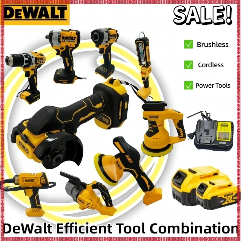 

Многофункциональные электроинструменты DeWalt: Беспроводная бесщеточная угловая шлифмашина, резак, электрический гайковерт, полировальная машина, воздушный насос, термофен 20В