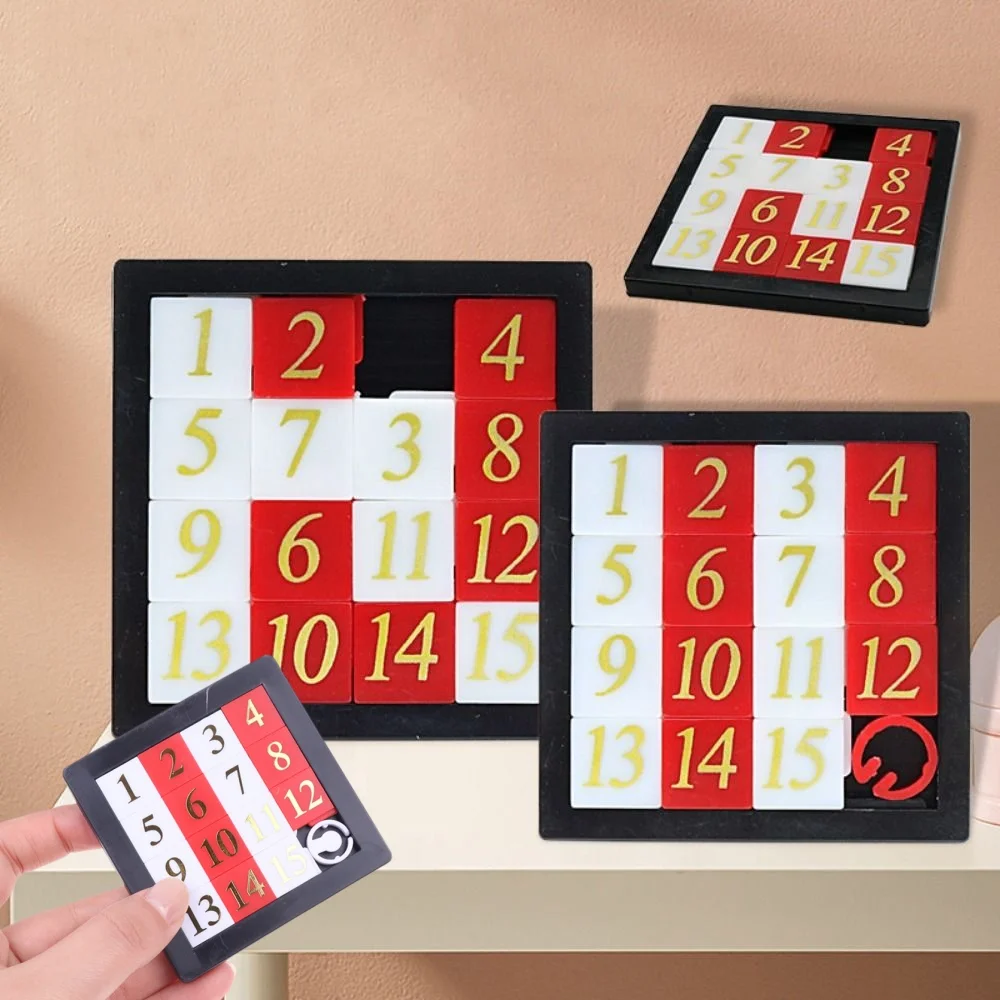 1/5 قطعة لعبة ألغاز منزلقة الأرقام-الرياضيات التعليمية المبكرة البلاستيكية 15 لعبة منطقية لتطوير التفكير للأطفال