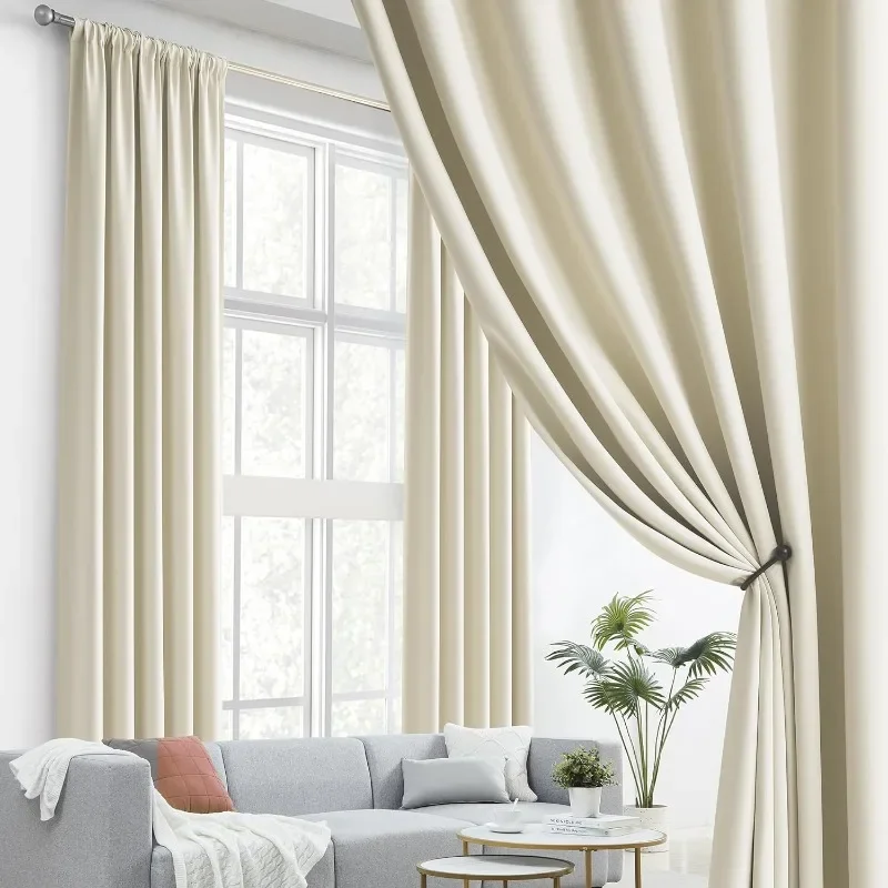 W100cmXH200cm W100cmXH260cm W132cmXH213cm W132cmXH241cm W140cmXH245cm Beige Curtains for Living Dining Room Bedroom