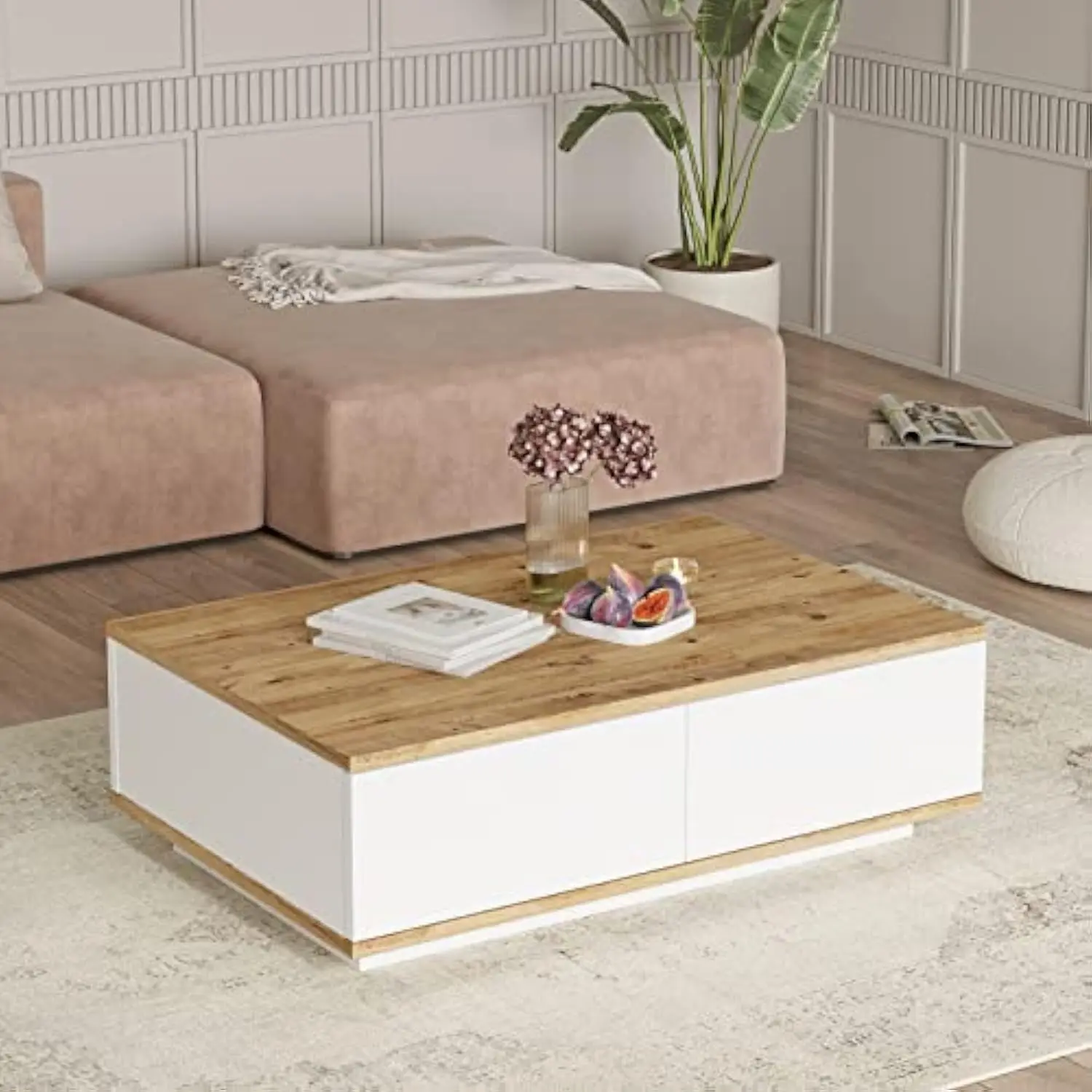 

Future Coffee Table with 2 Doors Pine-White