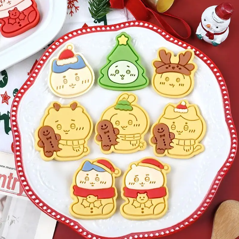 Cartoon Kawaii Cute Christmas Cookie Cutter Stereo Press-type Baking Tools Clear Print Safe Material Creative Patterns Chiikawa