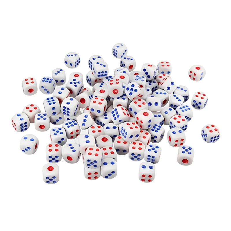 20 قطعة 10 مللي متر/12 مللي متر النرد الأبيض مع النقاط الحمراء والزرقاء قضبان النرد المستديرة لعبة البوكر ألعاب الطاولة ملحقات ألعاب سطح المكتب TMZ