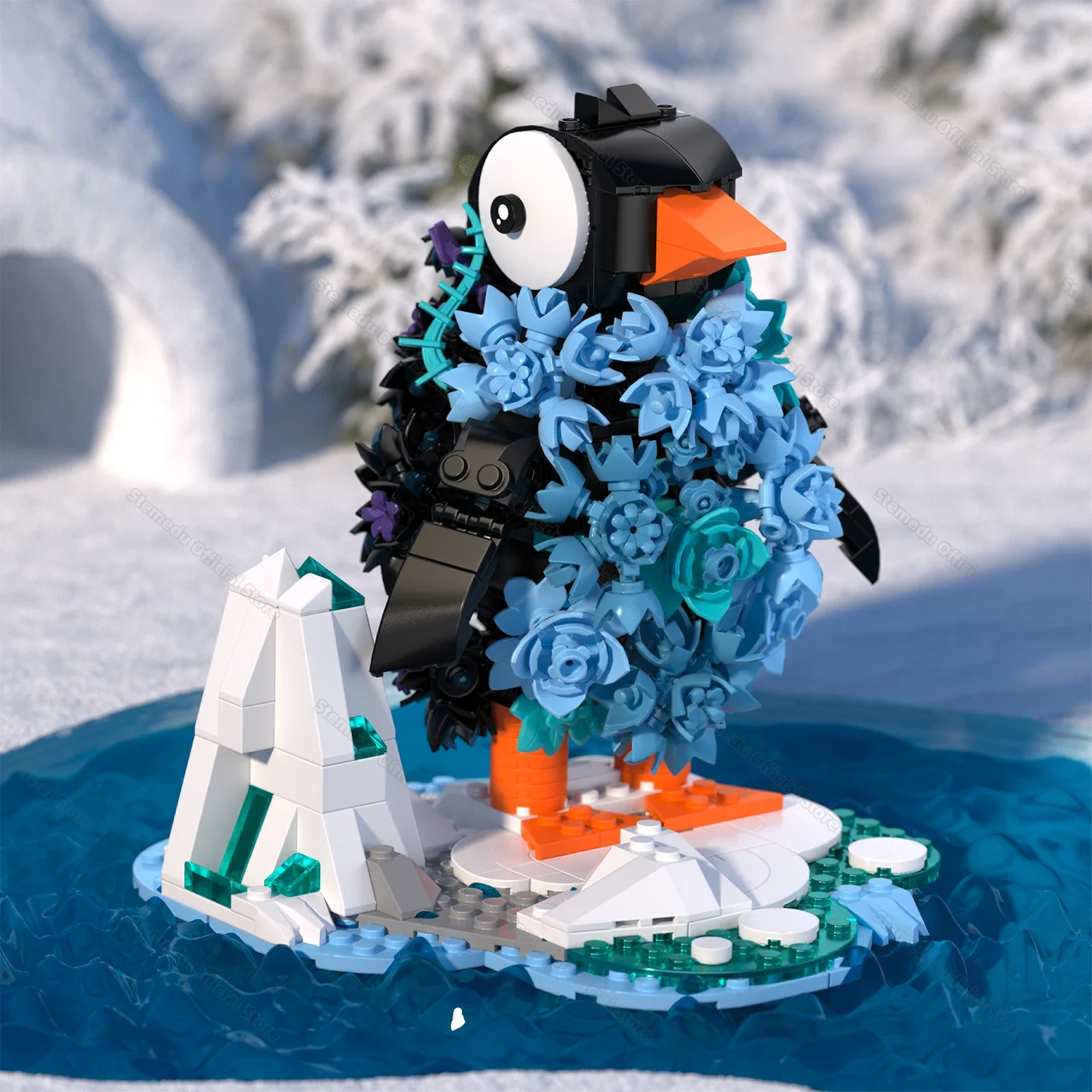 

MOC Ice Bloom Penguin Polar Ocean Animal Building Blocks Set Antarctica Mascot Pendant Toys For Children Birthday Holiday Gifts
