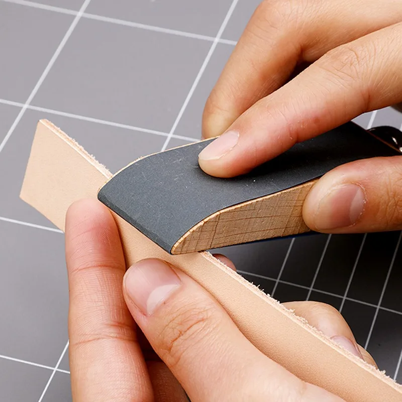 Beech Block Handmade Leather Edge Grinding Sandpaper Treatment Tool Sandalwood DIY Leathercraft Edge Tool NEW High Quality