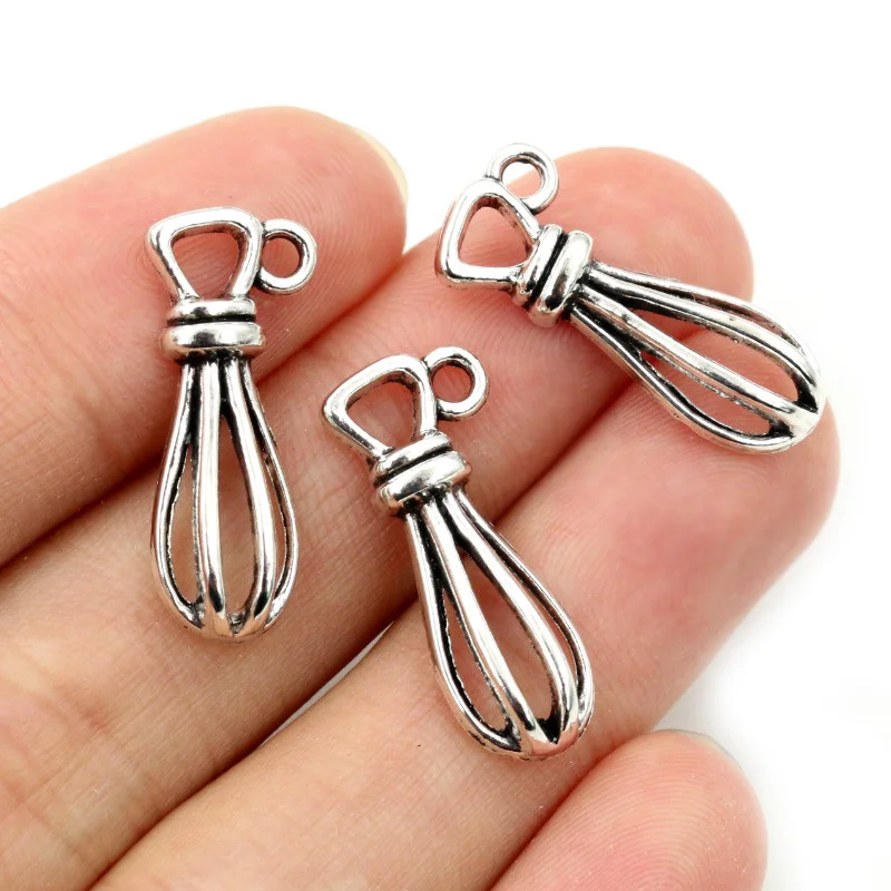 30pcs 24x10mm Antique Silver Plated Egg Beater Handmade Tibetan Charms Pendant DIY Jewelry Making Accessories for Necklace