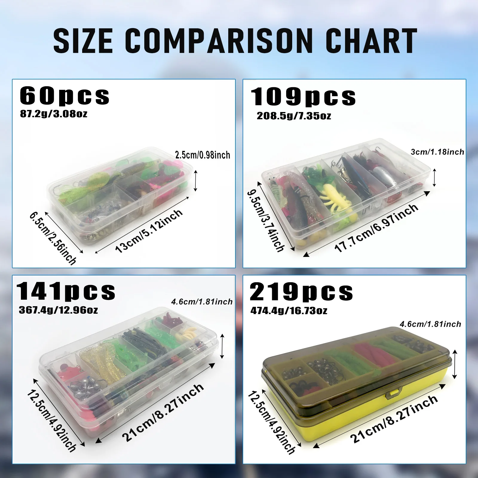 Fishing Lures Kit 60/109/141/219pcs Bait Set With Soft Lure Metal Spoons Hard Minnow Crankbait And Accessories With Tackle Box image 5