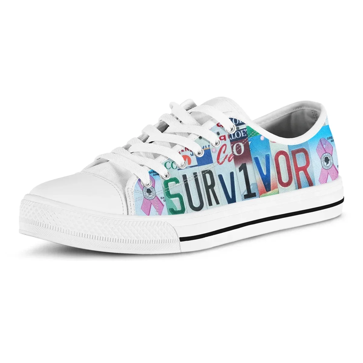 License Plate Survivor USA Style Canvas Shoes Woman Fashion Print Vulcanized Shoes Students Summer Zapatillas Mujer