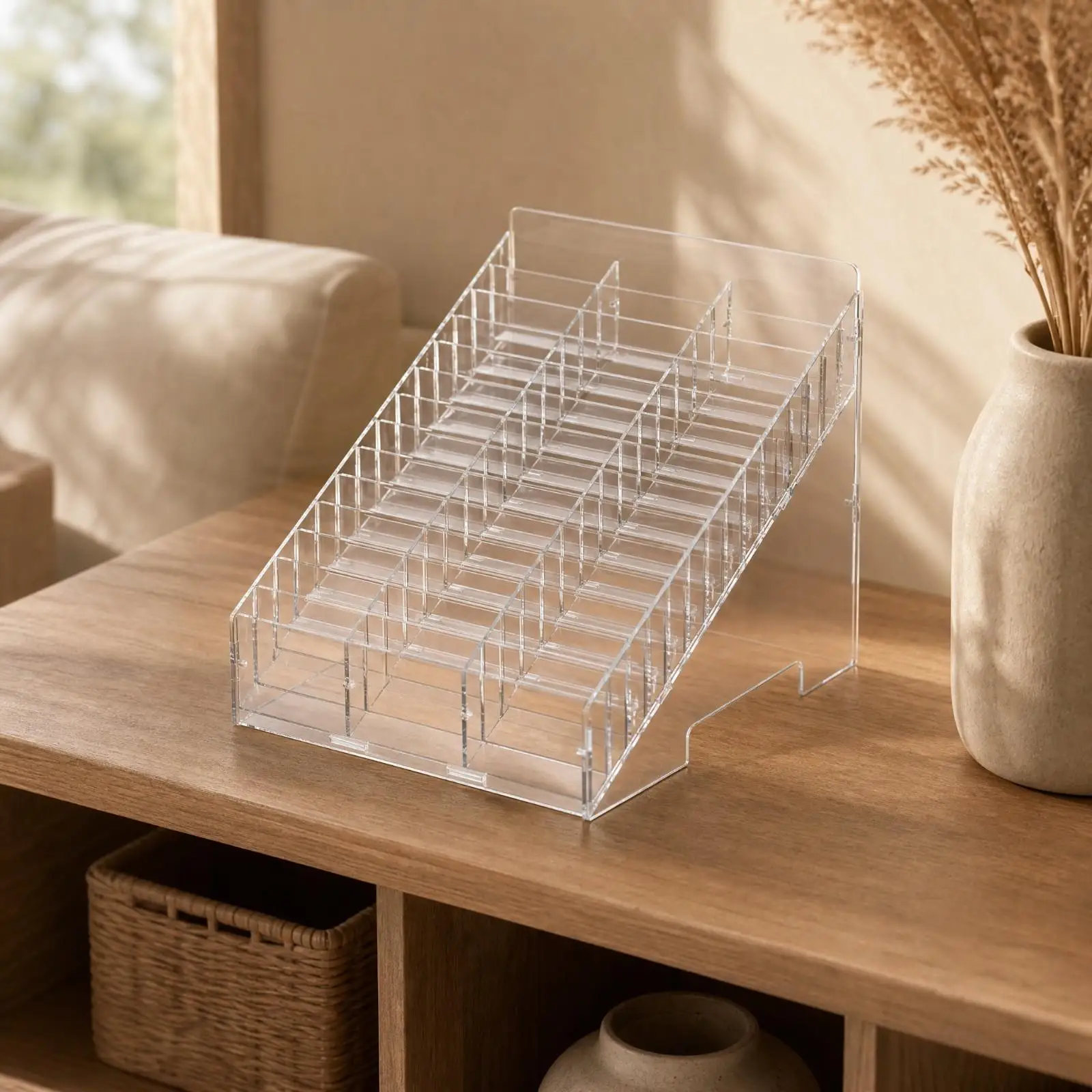 Visible Desk Storage Organizer with Compartments and Dust Cover for Labels Cards and Small Desk Accessories Storage - view 4