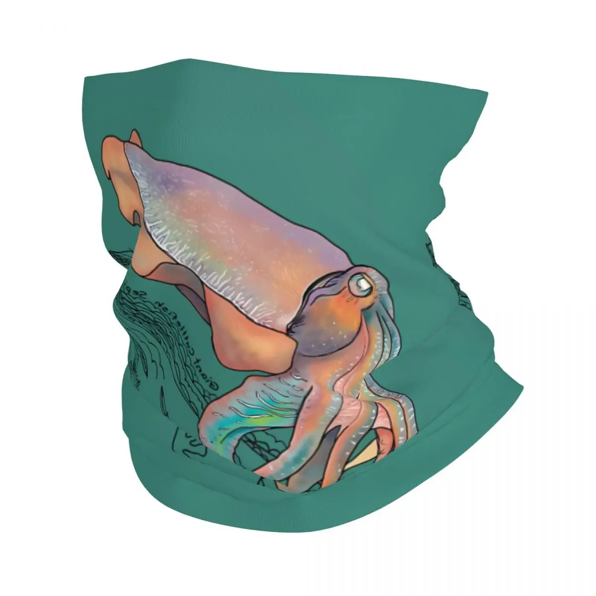 Giant Cuttlefish Doodle Scarf Neckerchief Neck Face Mask Polyester