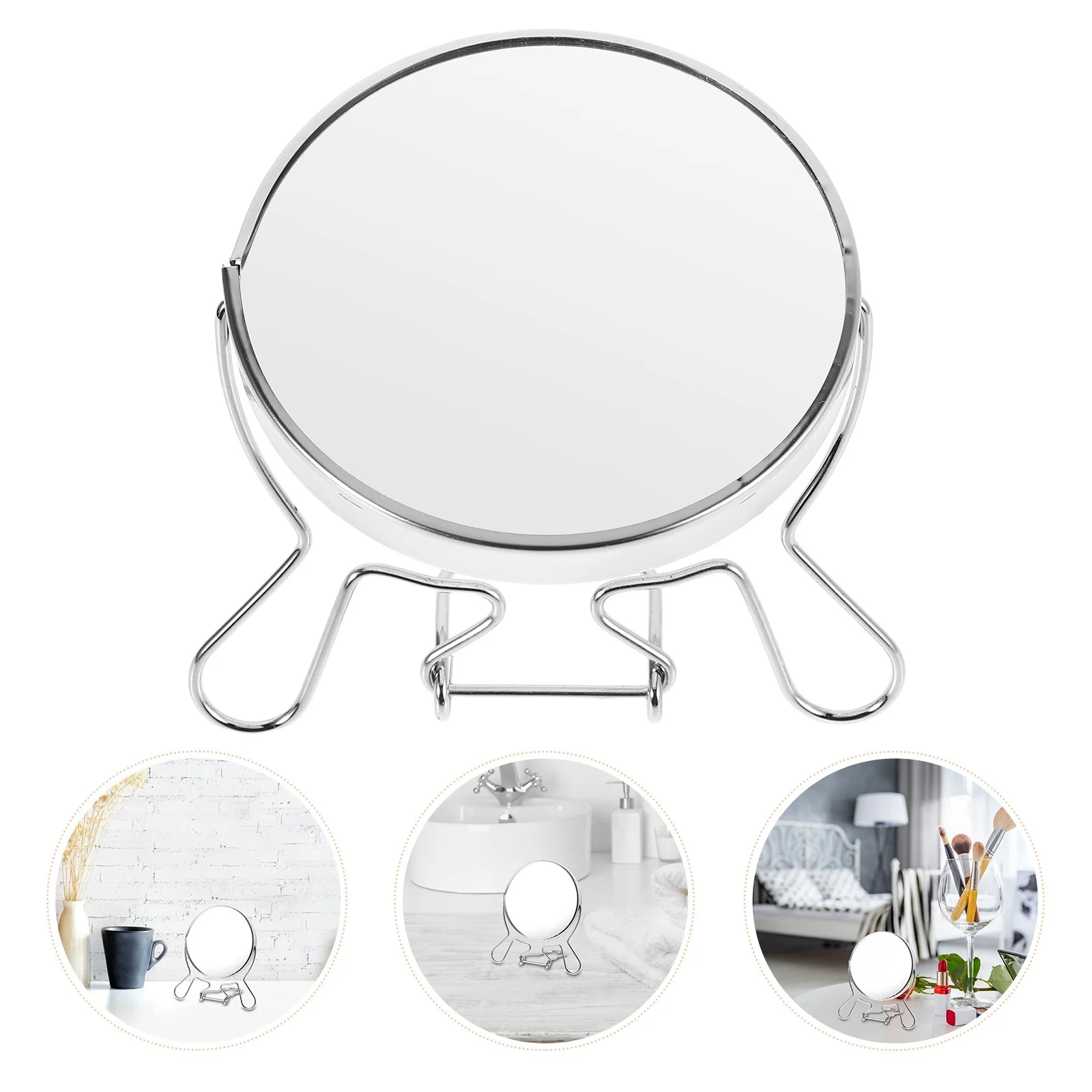 

Make up Mirror Decorative Makeup Desktop Dual Side Countertop Rotatable Female Tabletop