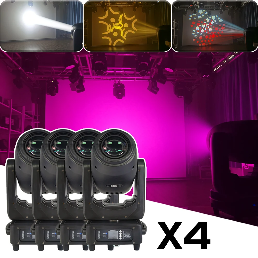 4Pcs/lot LED Lights Beam Wash Zoom 250W  Moving Head Stage Effect Lighting Lyre Dj Disco Night Club Wedding Spot Sharpy DMX512