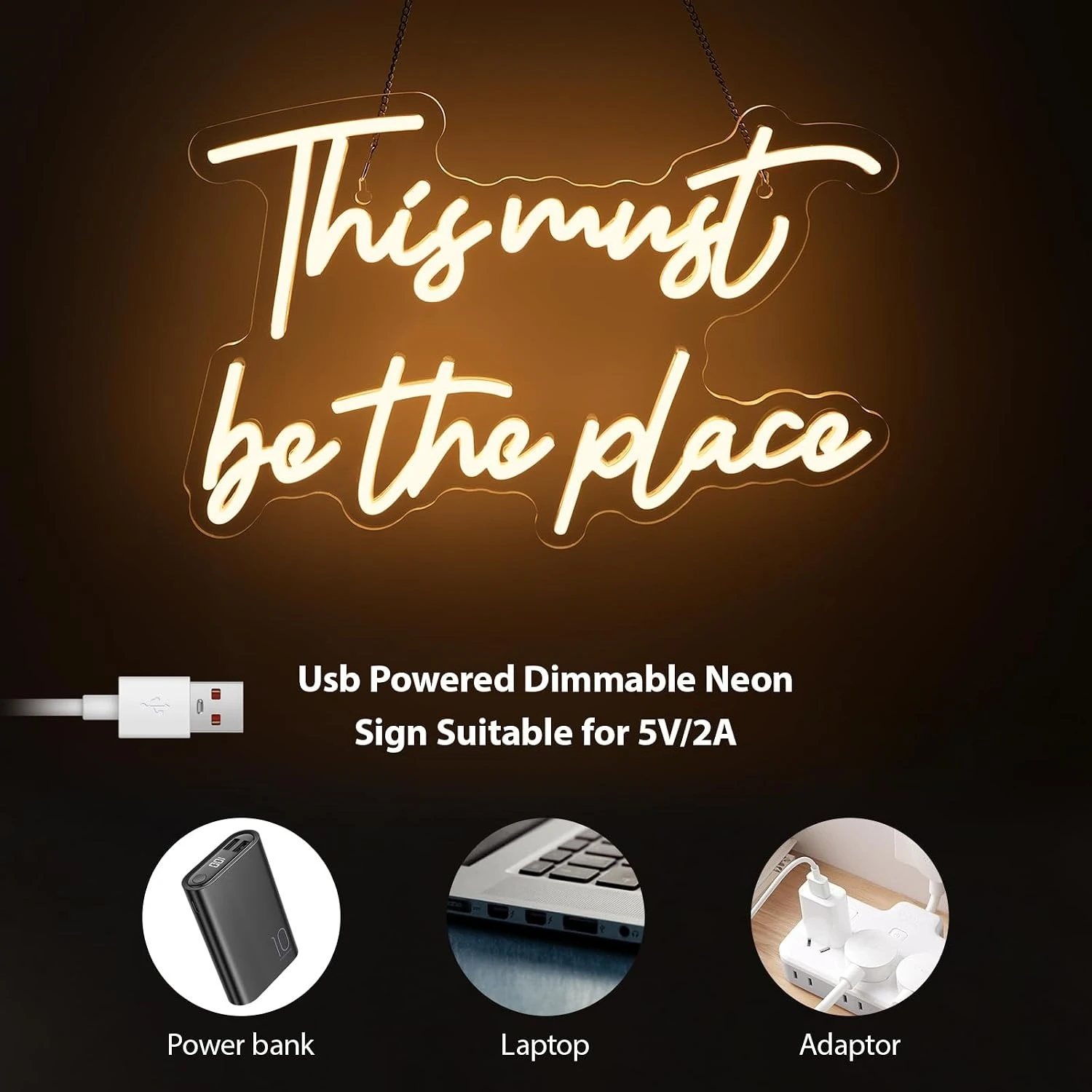 This Must Be The Place Neon Sign USB Powered LED Neon Light for Bar Wedding Birthday Party Gaming Romm Bedroom Decoration Gift - view 4
