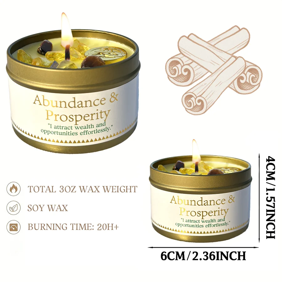 Legge dell'attrazione Confondanza e Repubblica di prosperità Candela, Patchouli e profumo di cannella con cristalli, perfetta per i regali di Natale