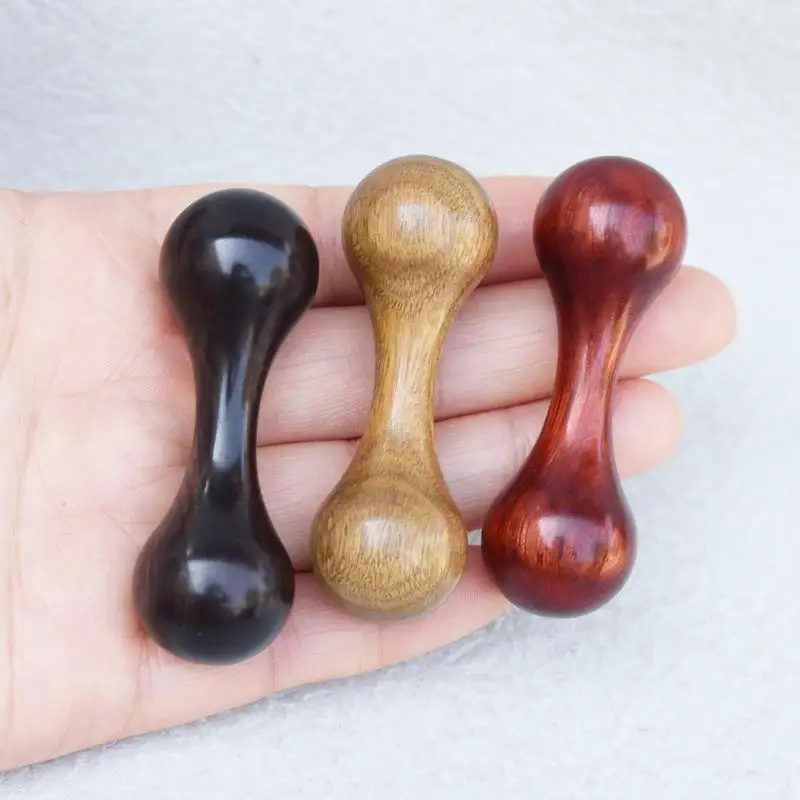 Neue Holz-Fingerknochen-Spielzeuge: Rotierende Polier-Handspinner-Hanteln aus Rosenholz und Ebenholz – Dekompressionsspielzeuge und Geschenke