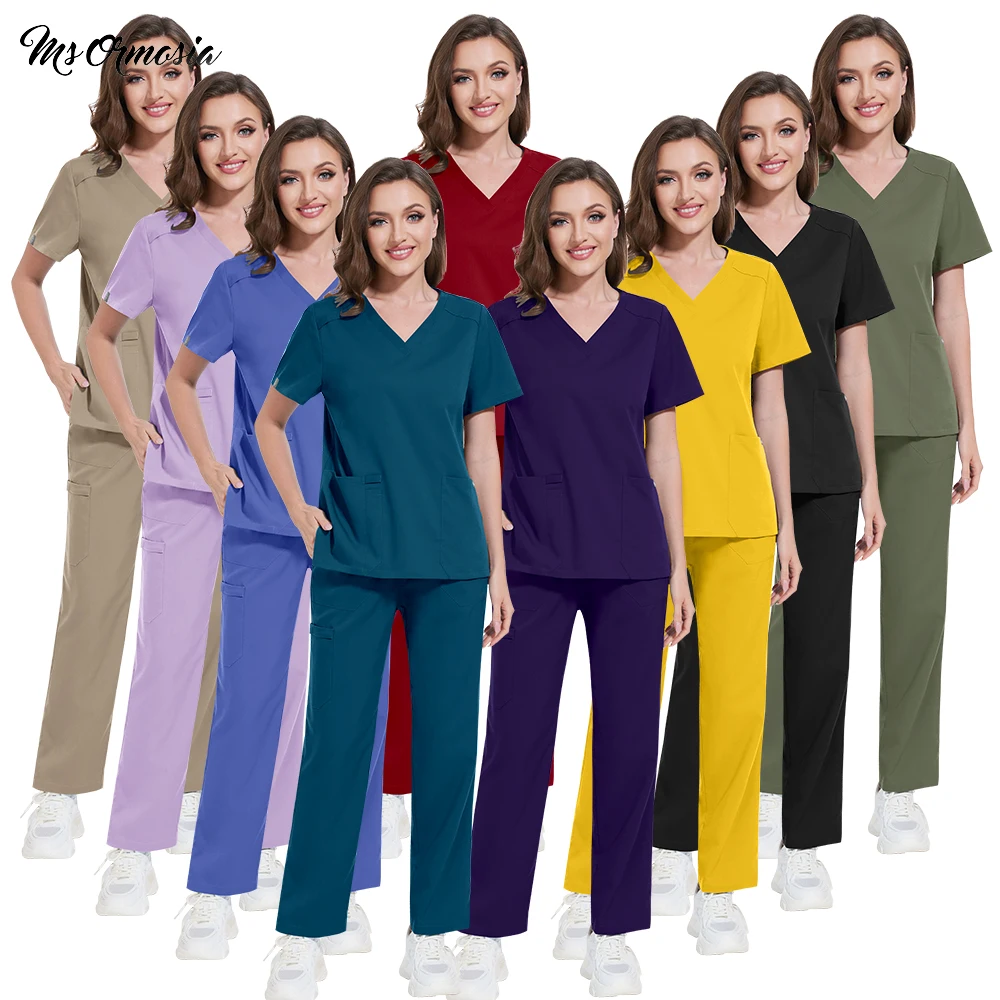 Unisex Dentist Work Clothes Woman Medical Nurse Uniforms Pet Store Work Wear Medical Surgery Workwear Doctor Surgical Tops+Pants
