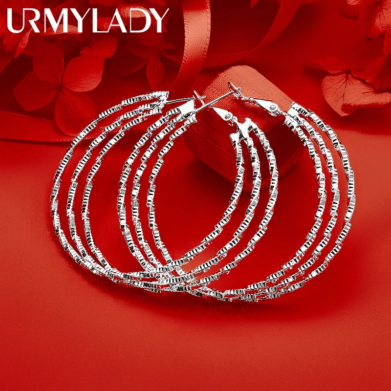 

URMYLADY 925 Sterling Silver Triple Coil Earrings for Women Wedding Engagement Party Fashion Charm Jewelry