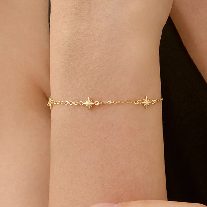 

S925 sterling silver women's bracelet gold-plated zircon octagonal star popular fashion jewelry party accessories