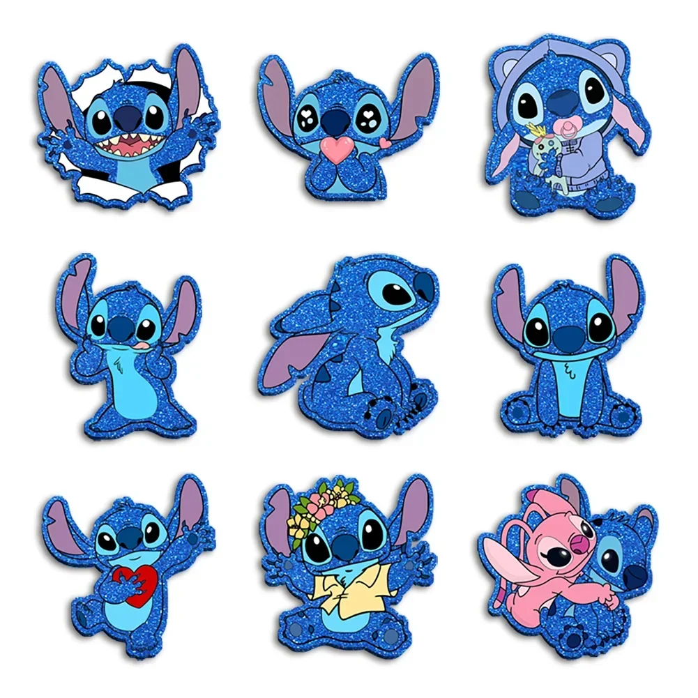 Disney Stitch Blue Series Chunky Glitter Acrylique Flatback Communautés ar Resin, DIY Phone Case, Hair Bow Craft Supplies, 2 amaran