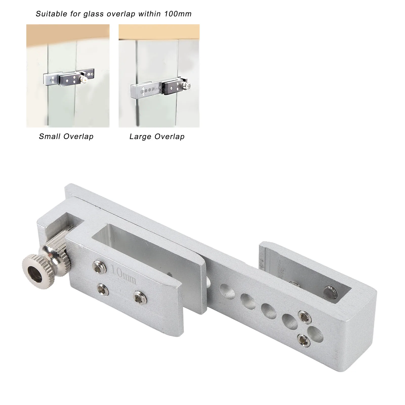 Metal Shower Door Latch Silver Finish Adjustable Screw Door Latch Catch No-Drill Installation Glass Door Lock Bathroom Hardware