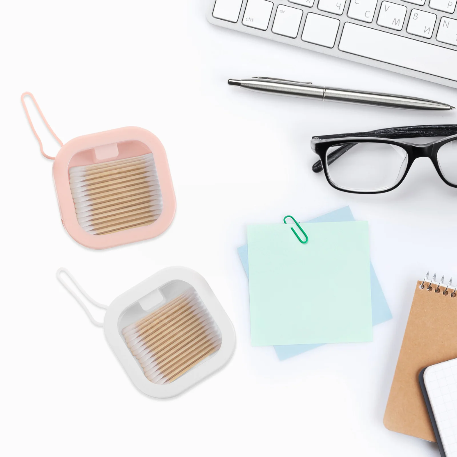 

2Pcs Portable Storage Box Compact Plastic Organizer Push to Open Travel Jewelry Hair Accessories Desk Office Supplies Small