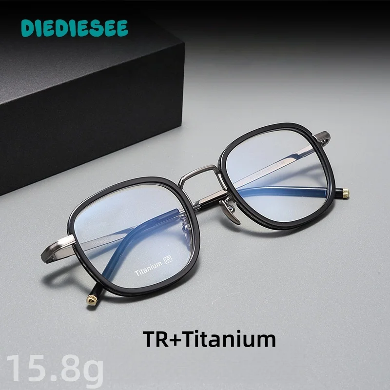 

DIEDIESEE Men's Ultra Light Pure Titanium Business Full Frame Fashion Classic Optical Prescription Glasses Frame ALCORS-1