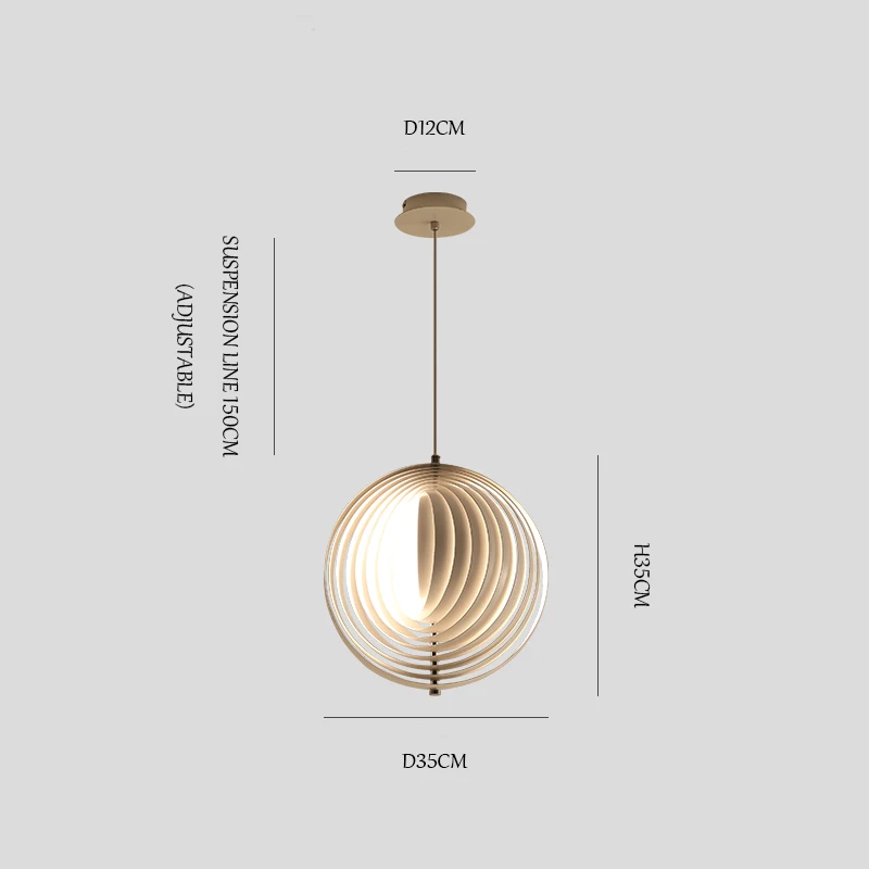 북유럽 회전 달 펜 던 트 조명 금속 화이트 E27 침실 레스토랑 Led 매달려 램프 머리맡 홈 장식 조명기구