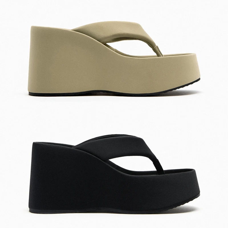 

Bla TRF женские повседневные сандалии без шнуровки на платформе и каблуке, обувь-сабо, модные летние тапочки-стринги ZA203, Новое поступление