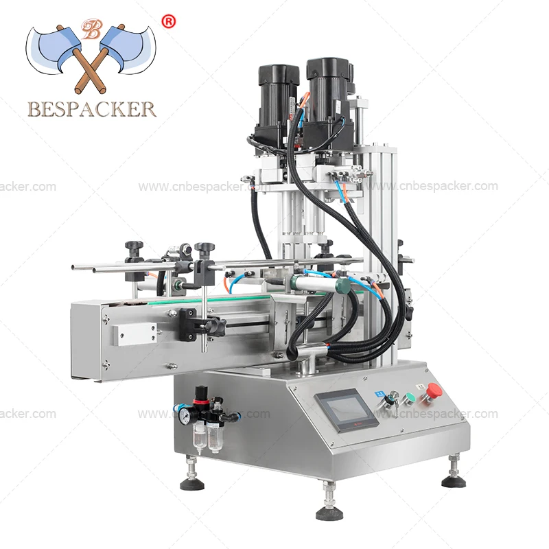 Bespacker YL-S Volautomatische Tafelmodel 4 Wiel Schroef Capping Machine Voor Glazen Flessen