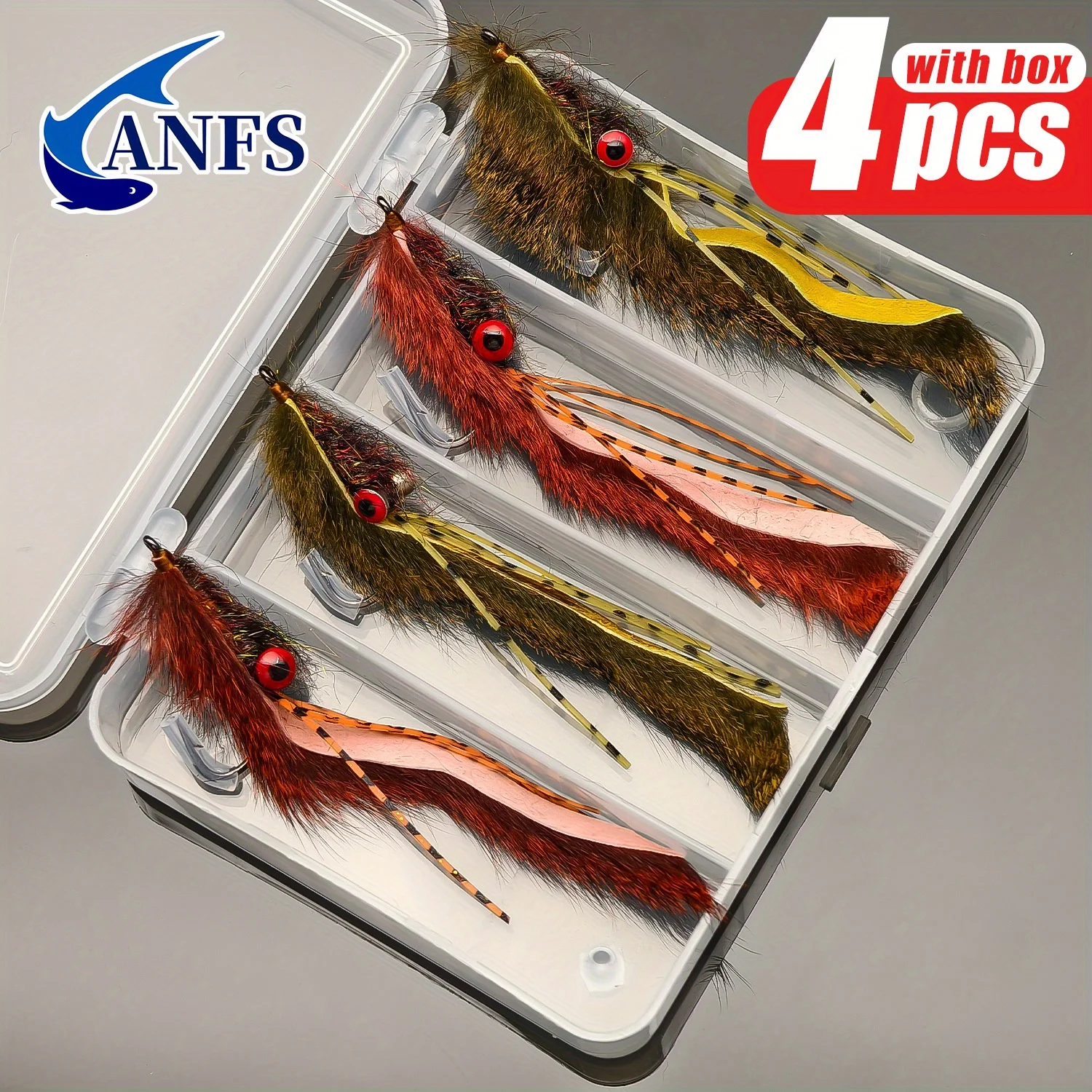 ANFS 4pcs Zonker Fly Fishing Flies- Hand Made Fly Baits for Freshwater Fishing, Amazing Fishing Gift for Angler