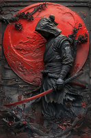 1Pc Vintage Metal Japanese Ninja Samurai Wall Art Plaque Sign Perfect for Cafe Man Cave Bars Garden Home Room Clubs Garage Decor