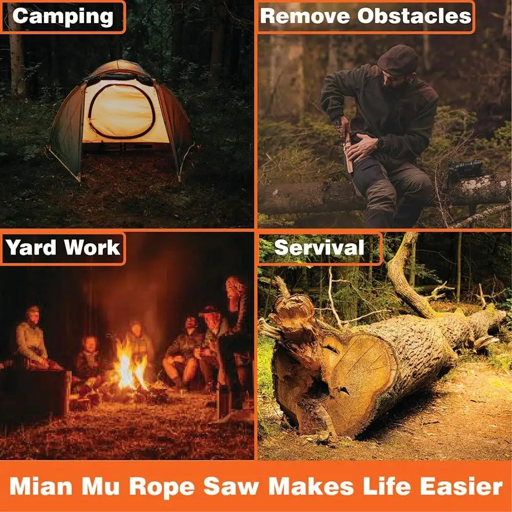 High Limb Rope Saw 55 Inch 70 Teeth Manual Chainsaw Dual Sided Tree Limb Cutting Trimming Kit with Ropes and Accessories