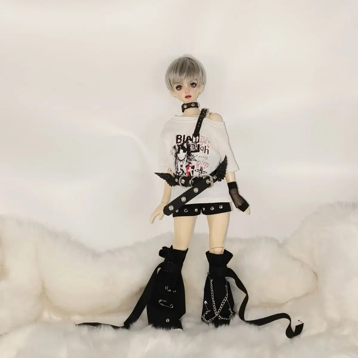 1/4 1/6 roupas de boneca terno top + shorts + capas de perna + cinto + colar para 45/30cm boneca bjd vestir-se brinquedos de menina acessórios de boneca, sem boneca