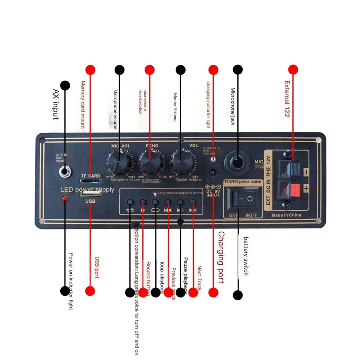(DT37) Bluetooth 5.3 Amplifier Board,12V Power Supply,for Car Audio&Portable Sound Systems,Support Bluetooth AUX TF-Card U-Disk