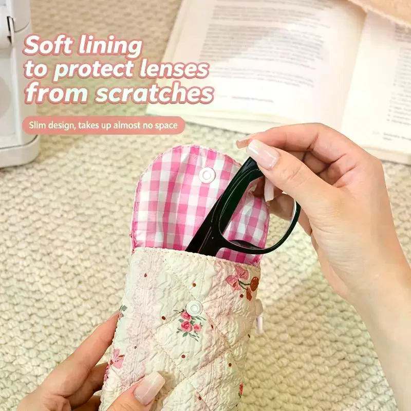 Korean Style Cotton Glasses Storage Bag Sweet Lipstick Bag Multi-Functional Sunglasses Pouch Lovely Eyeglasses Case