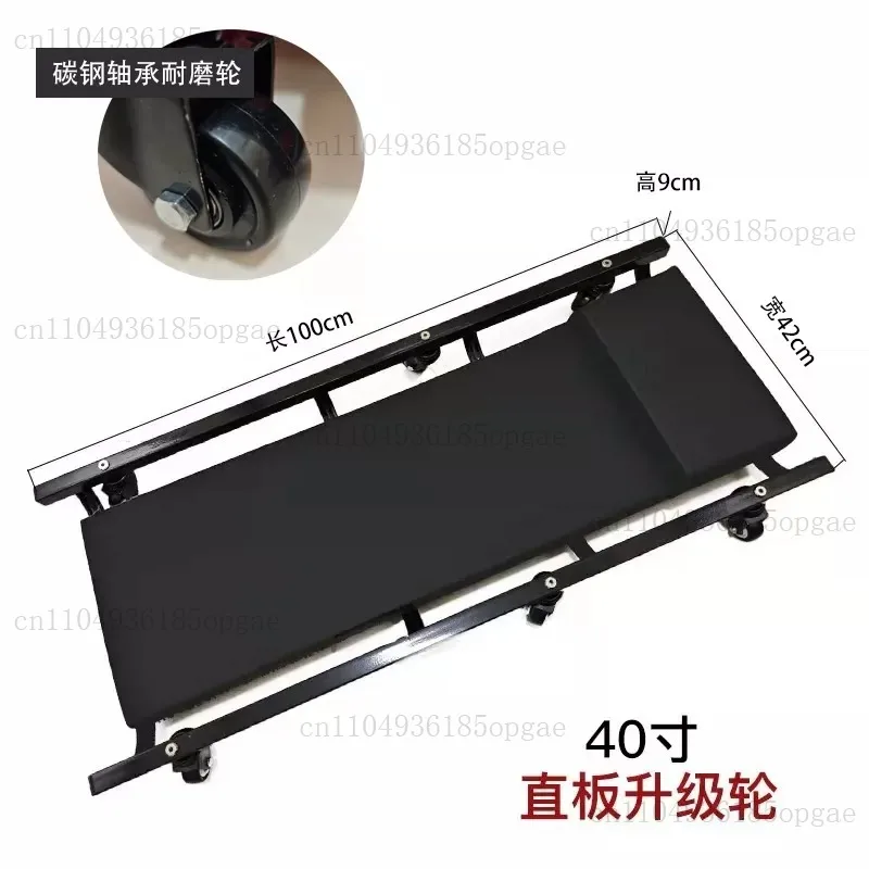 Steel Rail Rolling Garage Shop Mechanic Creeper 40 Inch Padded Cart Adjustable Headrest 6 Heavy Duty Casters