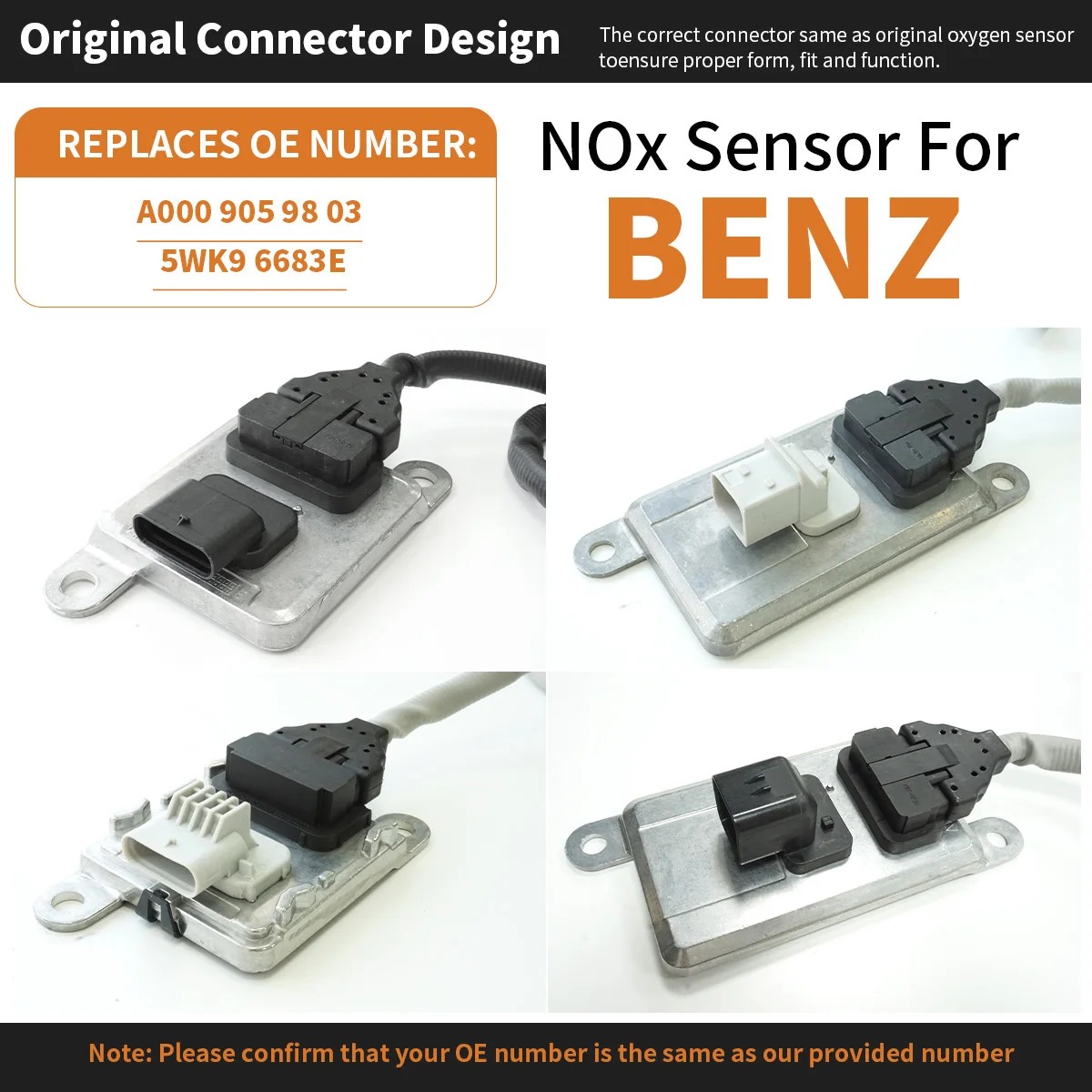 Benz A000 905 98 03 for Mercedes Benz  Nitrogen Oxygen Sensor 12 Volts NOx Sensor  5WK9 6683E