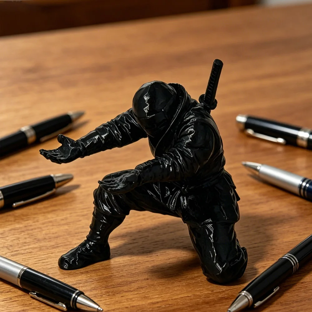 3.5inch 9cm Ninja Pen Holder 3D Printing Desktop Pen Rack Stationery Organizer Decor Gift for Students Office Workers DIY Gift