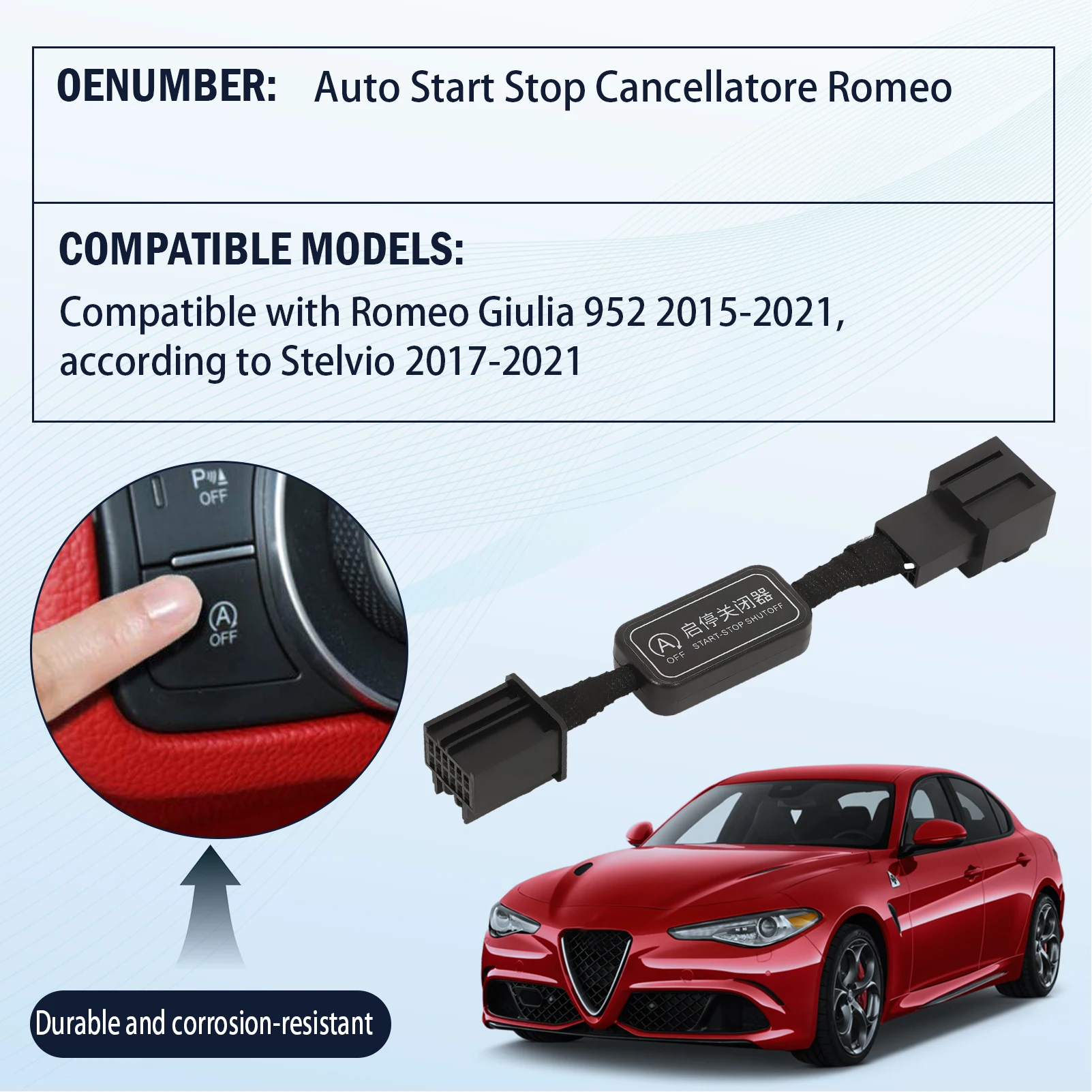 รถหยุดสายปิดการใช้งานCancellerสําหรับAlfa Romeo Giulia 952 2015-2021, Stelvio 2017-2021