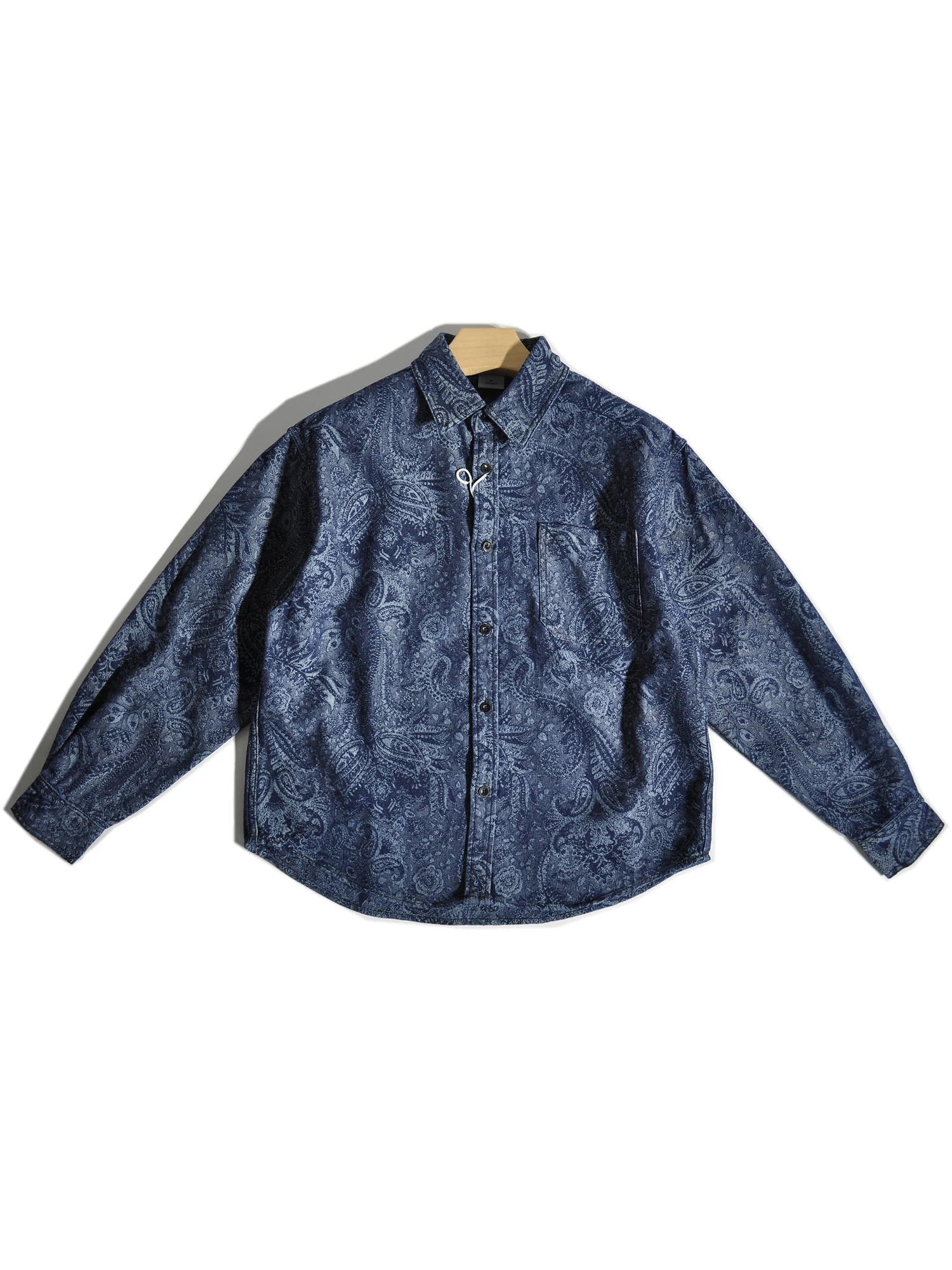 

Heavyweight Retro Japanese Sle Floral Embroidery Denim irt Casual Outerwear Cotton Polyester Blend Long Sve Spring irt