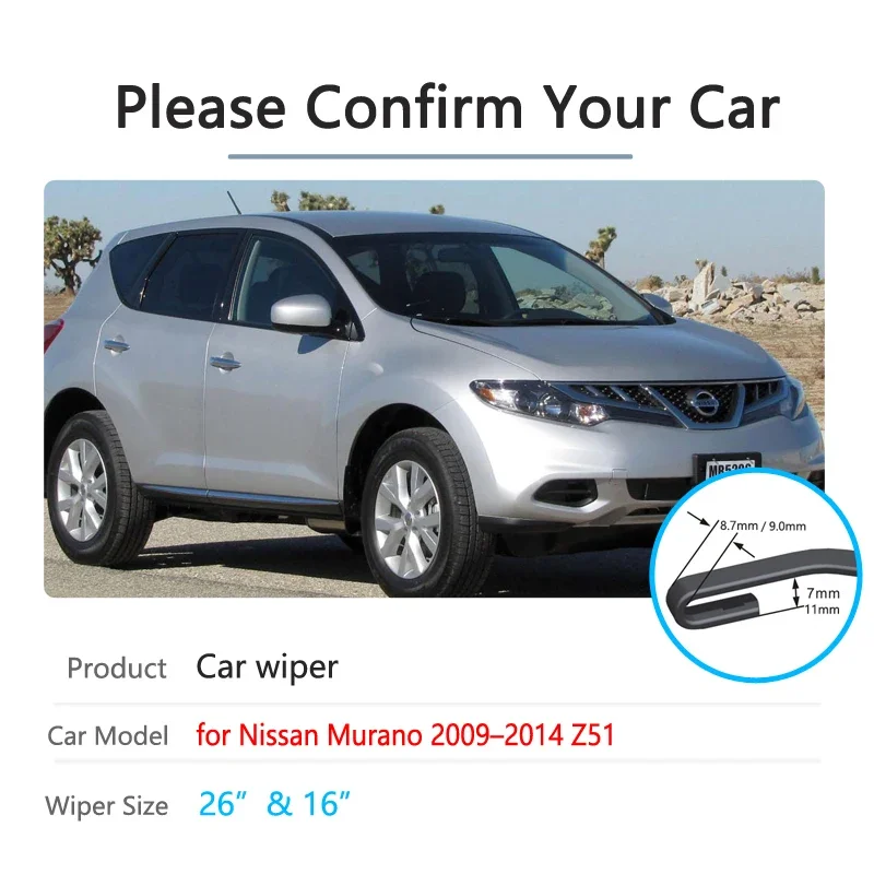 For Nissan Murano Z51 2009 2010 2011 2012 2013 2014 Front Windscreen Windshield Wipers Car Accessories Stickers Car Wiper Blades