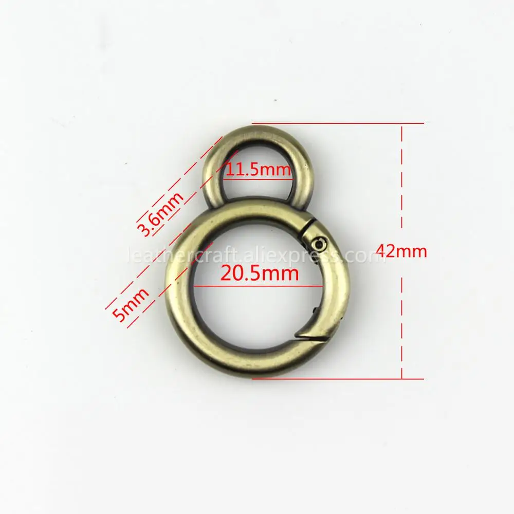 Metal Double Circle Snap Hook Spring Gate O Ring Trigger Clasps for Leather Craft Bag Strap Belt Connecting Hardware Accessory